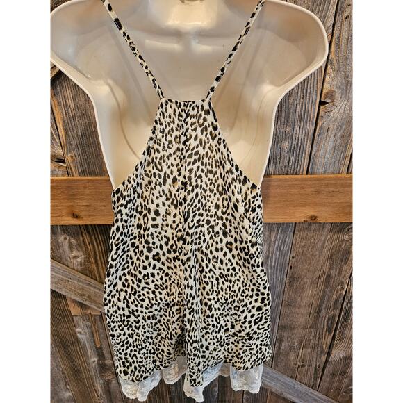 Umgee size small leapord lace trim tank top blouse boho y2k EUC women's * - Picture 3 of 7